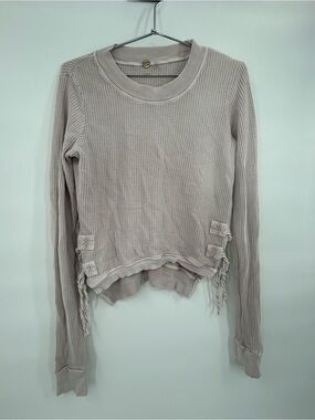 Free People Waffle Knit Interlaken Long Sleeve Top M